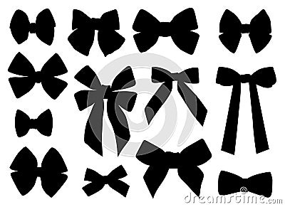 Set black bows silhouettes vector illustration Stock Photo
